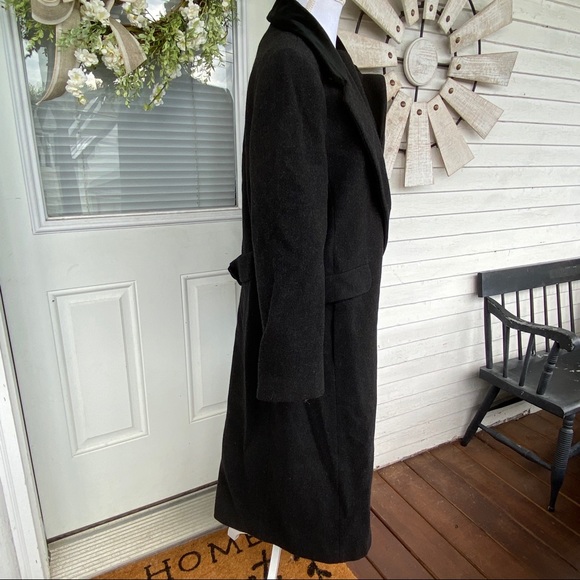 Vintage Full Length Wool Coat Black Velvet Collar - Picture 11 of 13
